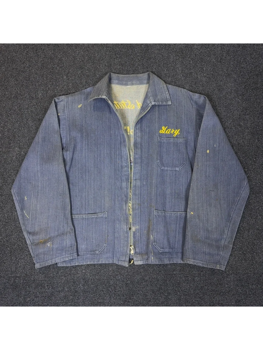 1960s US NAVY Vietnam Road Runner Chain Stitched Denim Jacket Medium